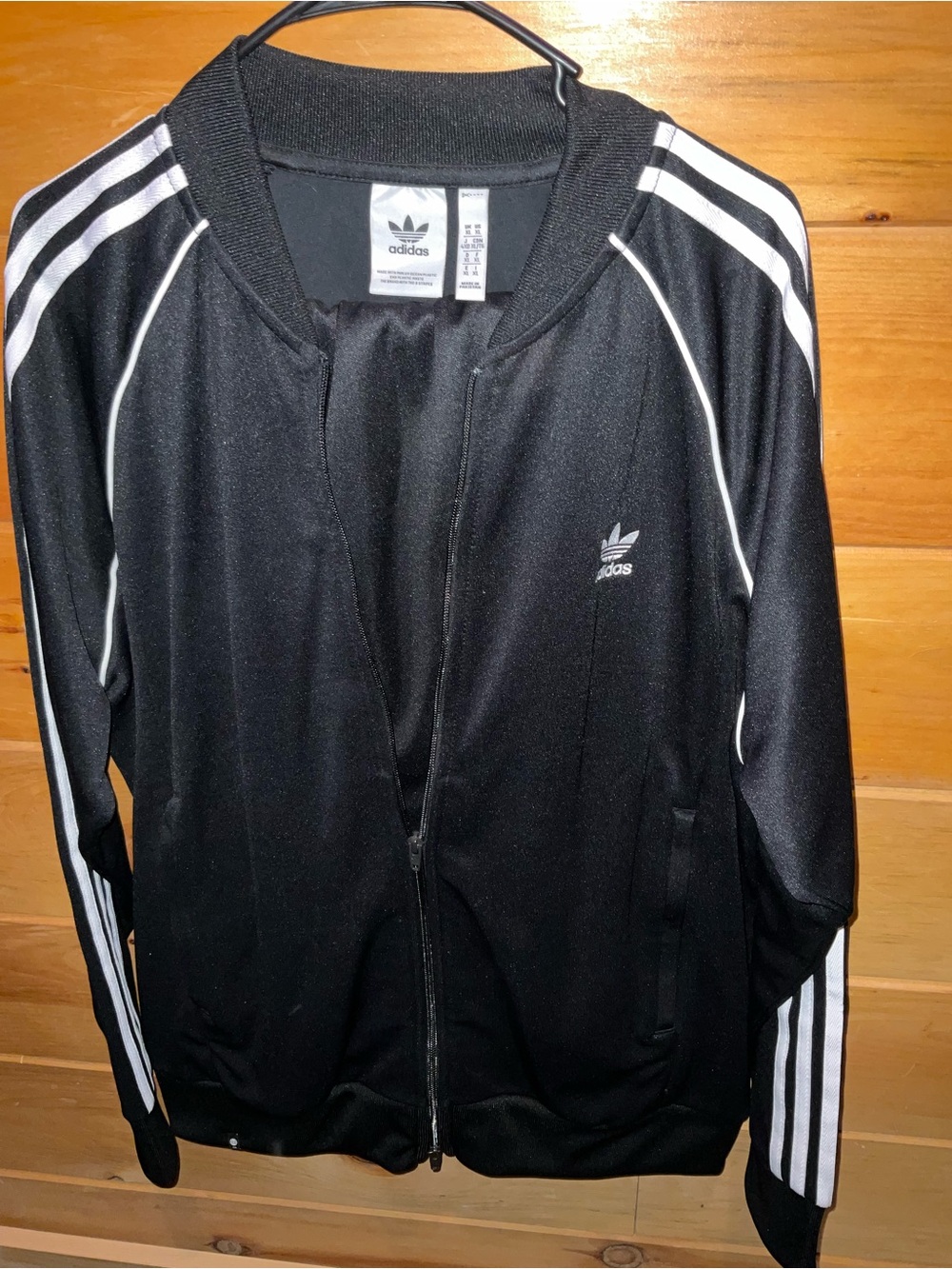 adidas Black Jacket with White Stripes